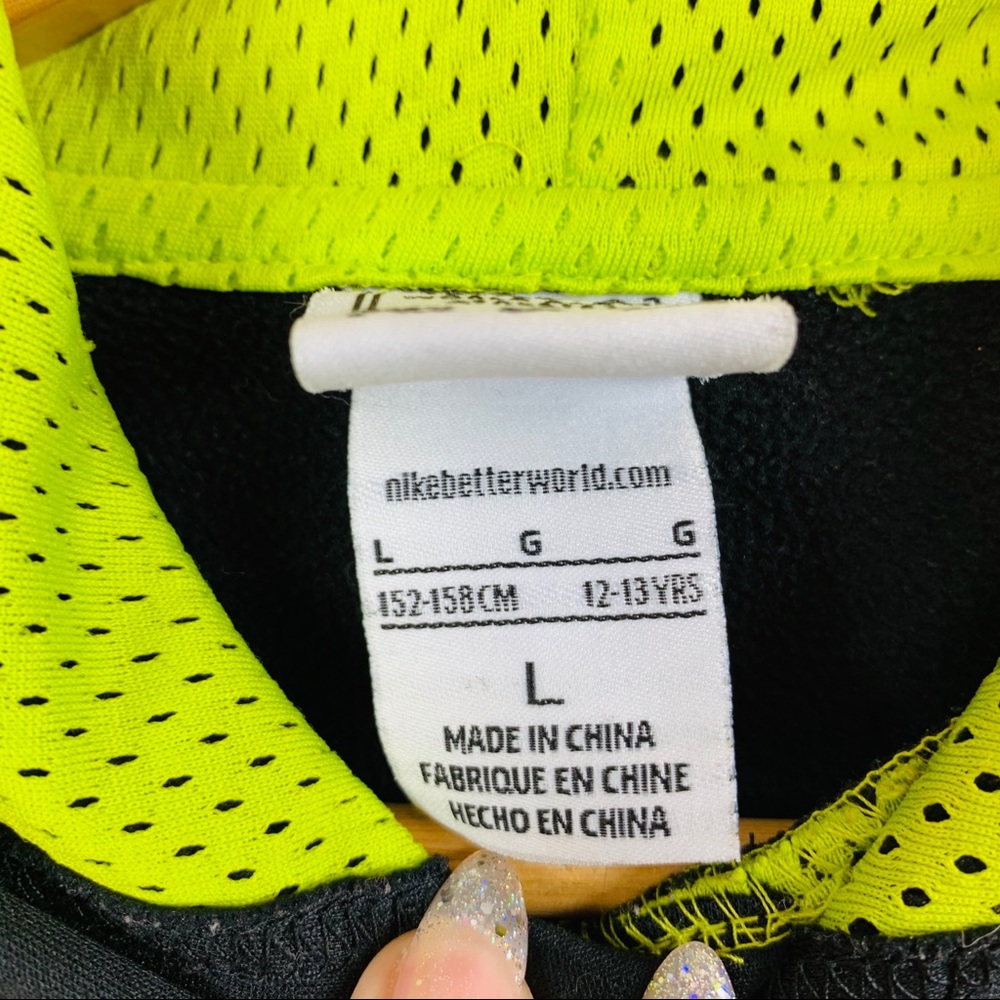 Nike Pullover Hoodie Black Neon Multicolor Large - Picture 3 of 5